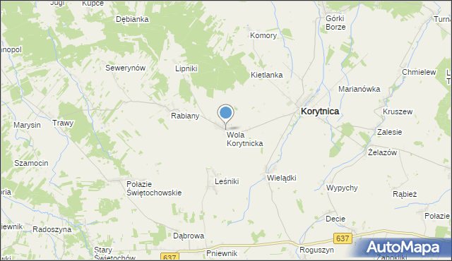 mapa Wola Korytnicka, Wola Korytnicka na mapie Targeo